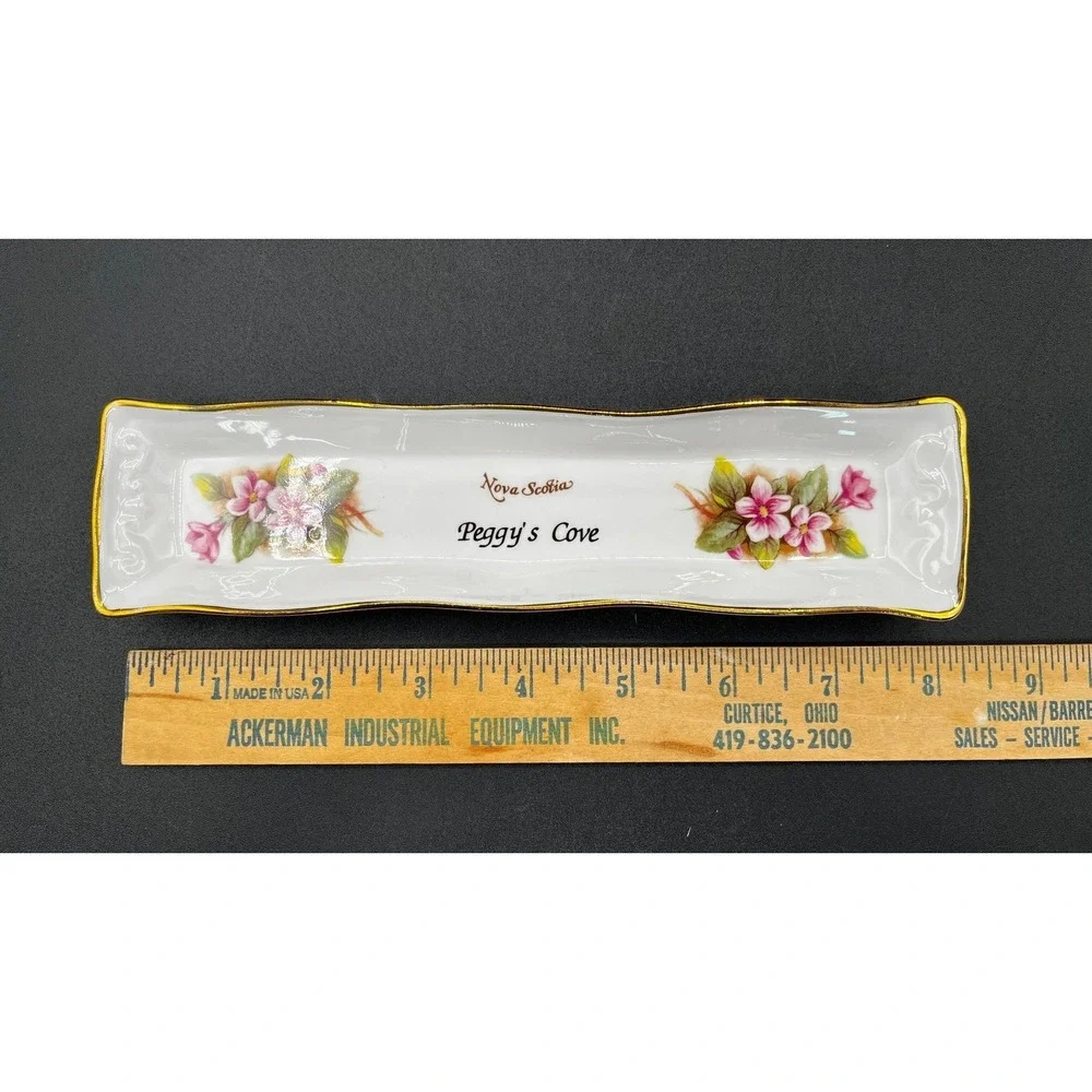 Vtg Renaissance Peggy's Cove Nova Scotia Bone China Trinket Dish Floral 8